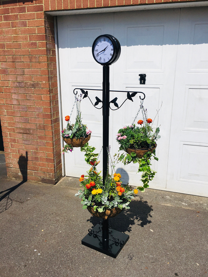 Hanging Basket Bracket-Hanging Flower Stand-Garden Clock-Ornate Bracket-Garden Planter-Hanging Basket-Basket Bracket