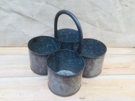 Vintage Tin Four Pot Spice Carrier