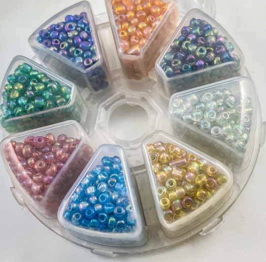 Seed Beads 4mm Rainbow Mixed Transparent Assorted Container Glass For Weaving Diy Jewelry