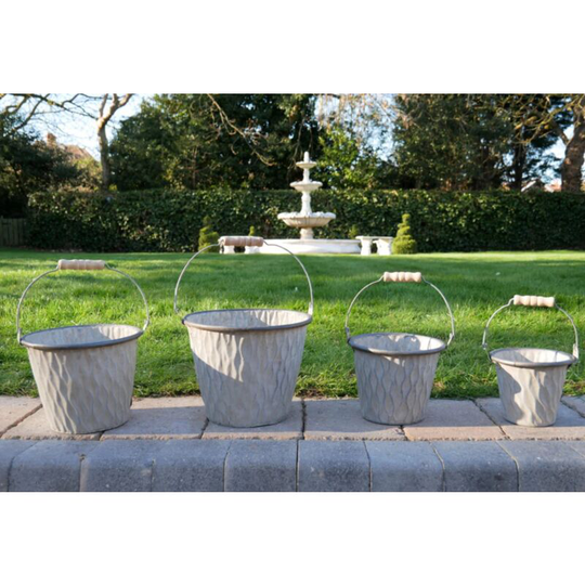 Unique-home-furniture - Garden Planter Pot Set 4 Rustic Galvanised Metal Flower Planters Bucket Box