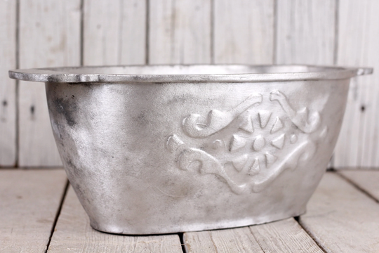 Vintage Aluminum Oval Pot With Handles Metal Garden Flowerpot Outdoor Planter