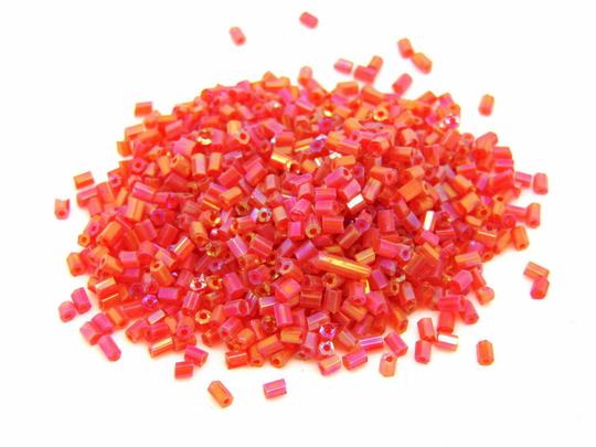 100G - Red 3mm Glass Hexagon Tube Seed Beads Beading Craft Jewellery Sewing C23