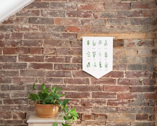 Herb Chart Pennant, Herbs Hanging Canvas, Kitchen Wall Hanging, Decor, Entryway Decor, Home & Culinary