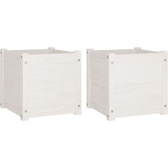 Garden Planters 2 pcs White 40x40x40 cm Solid Pinewood Vidaxl White