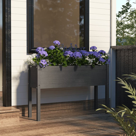 Asupermall - Garden Planter Grey 110x31x70 cm Solid Pinewood