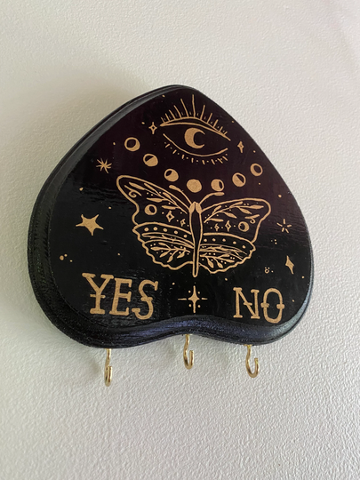 Large Planchette Jewelry Holder Wood Organizer Wall Mount Necklace Hanger Witchy Decor Art