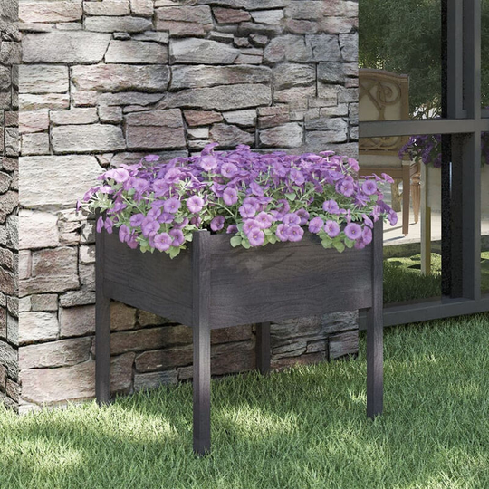 Asupermall - Garden Planter Grey 70x70x70 cm Solid Pinewood