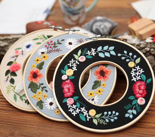 Four Seasons Embroidery Kit, Floral Wreath, Hallow Embroidery, Flowers , Diy Kit For Beginners, Handcraft Gift