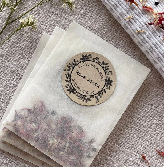 Personalised Remembrance Seed Packets | in Loving Memory Funeral Favours Bereavement Seeds Envelope Packs Biodegradable