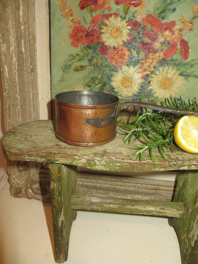 Mid 19Th Century French Petit Copper Pan/Hand Forged Handle