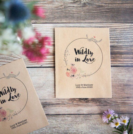 10 Wildly in Love Personalised Seed Packet Favours