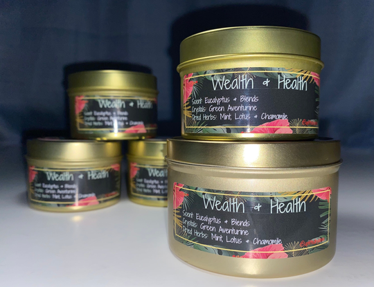 Wealth & Health Herbal Candles | Healing Self Care Container Thank You Gift Homemade