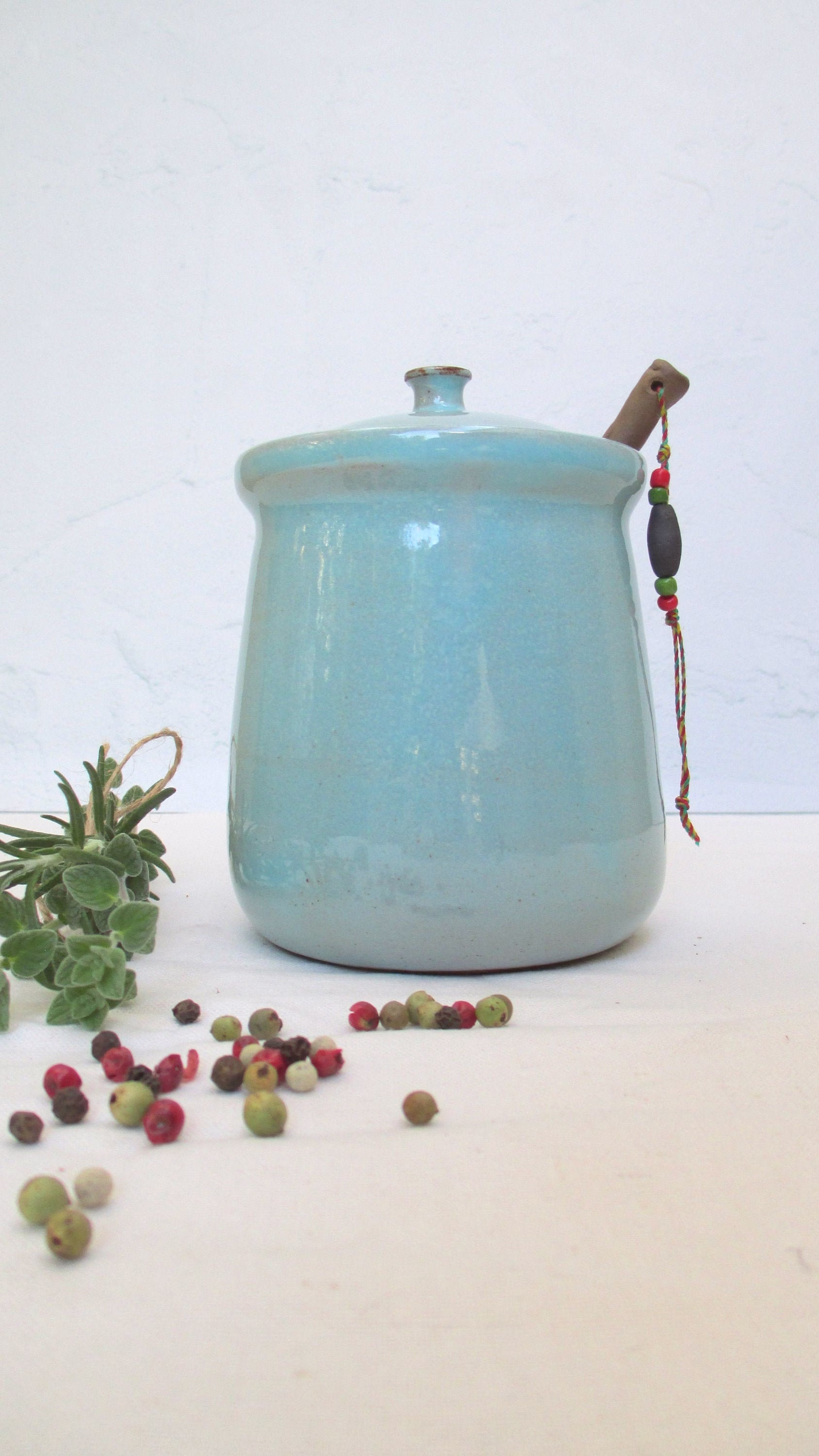 Ceramic Jar With Lid, Sugar Jar, Honey Pot, Salt Cellar