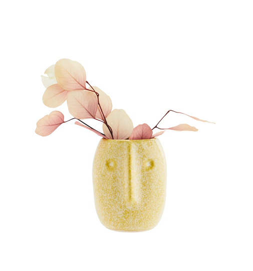 Yellow Head Planter - Ceramic Face Plant Pot Unique Cool Small Cactus Indoor House Succulent Hani