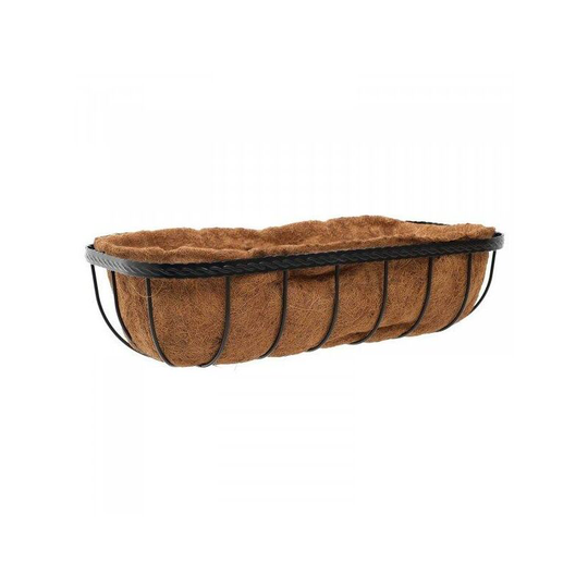 60cm 24 Inch Saxon Metal Wall Trough Basket Black Planter Liner - Smart Garden