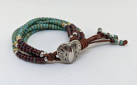 Beaded Wrap Bracelet, Seed Bead Leather Bracelet For Women, Boho Jewelry