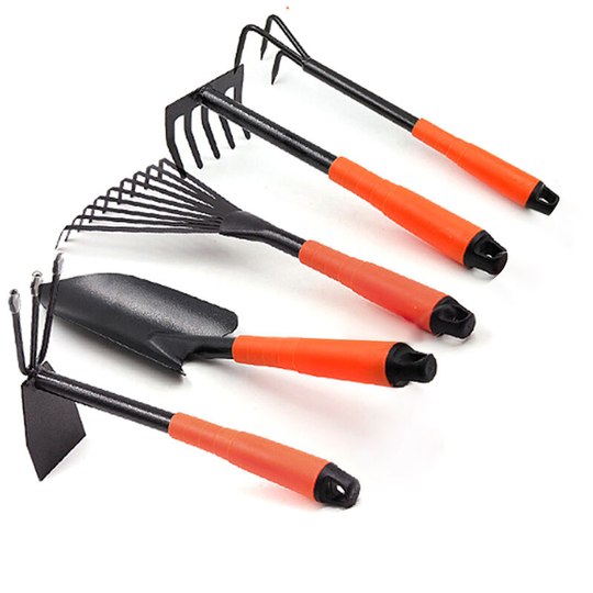 Planting Tools Stainless Steel Gardening Tools Five Set Household Anti Slip Handle Shovel Hoe Garden Planting Tool Set