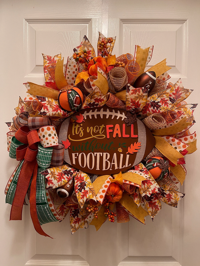 Fall Football Wreath, Xl Season, Door Decor, Deco Mesh, Decoration, Designer Wreath