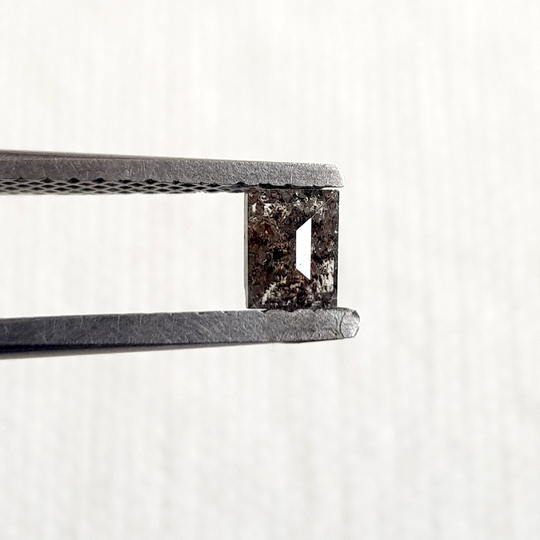 4.4mm/0.32Ctw Clear Black Emerald Cut Salt & Pepper Rose Cut Diamond Loose, Natural Flat Back Ring, Dds711/31