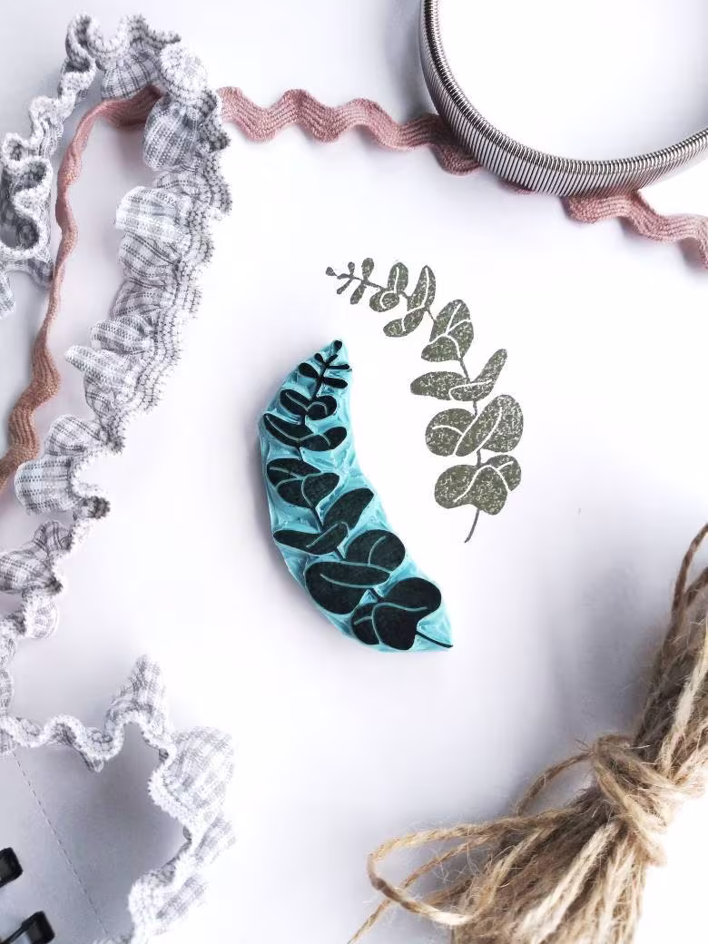 Eucalyptus Rubber Stamp, Herb Decor