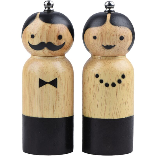 Salt Grinder White Wooden Pepper Grinder Sea Salt And Pepper Grinders of Oilcan Shaped 5 inch rubber wood set