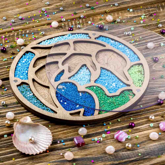 Round Seed Bead Sorting Tray With Lid, Seed Organizer, Beadwork Jewelry Making Storage, Plywood Display Case, Flzb-114