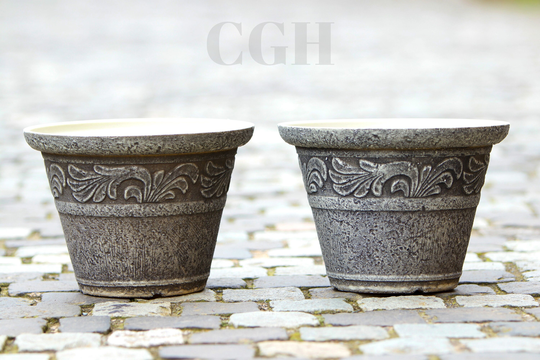 stone Look Vintage Round Plastic Planter, Pot Outdoor Garden Plant