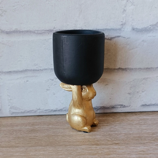 Mini Gold & Black Rabbit Luxe Art Deco Planter Vases Flower Vase Holder Home Decoration Décor Luxury Mother's Day Gift Present
