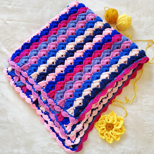 Crochet Baby Blanket - Wool Baby Blanket Rainbow Color Blanket Warm Crochet Winter Season Gift Baby