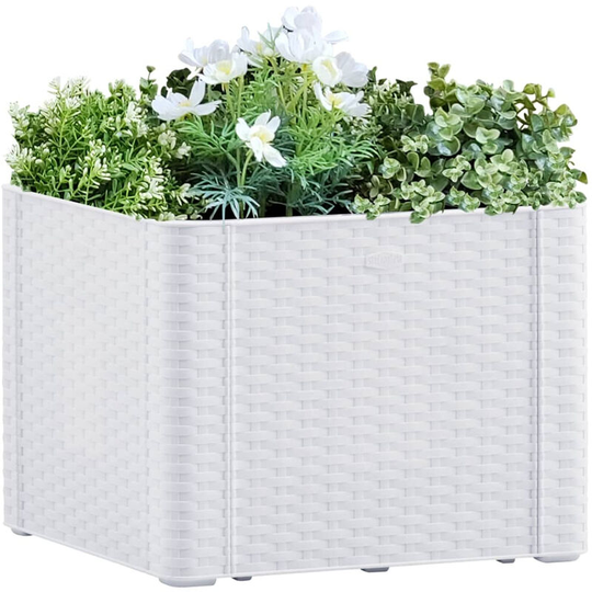 Asupermall - Garden Raised Bed with Self Watering System White 43x43x33 cm