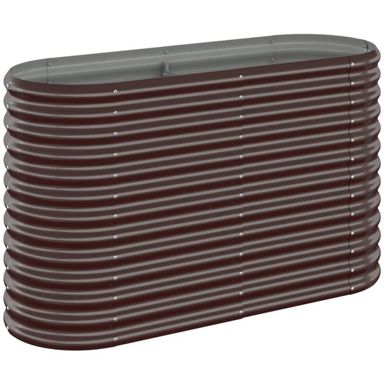 Garden Planter Powder-coated Steel 114x40x68 cm Brown Vidaxl Brown