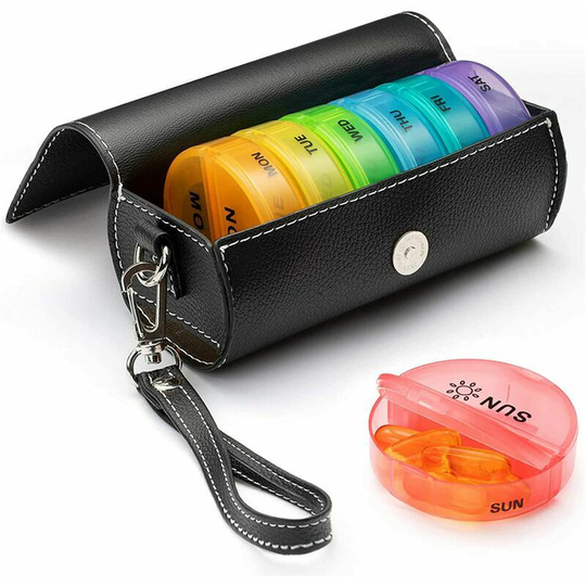 Naxunnn - Weekly Pill Organizer, 7 Day Pill Organizer 14 Compartments, Weekly Pills Assorted Color Pill Box Portable Travel Medicine Dispenser With
