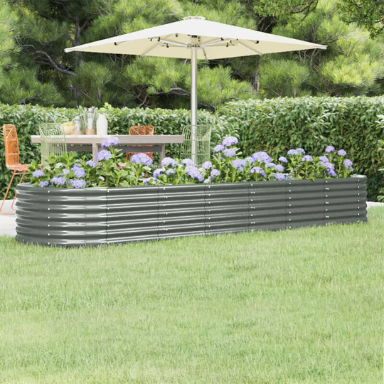 Asupermall - Garden Planter Powder-coated Steel 296x80x36 cm Grey