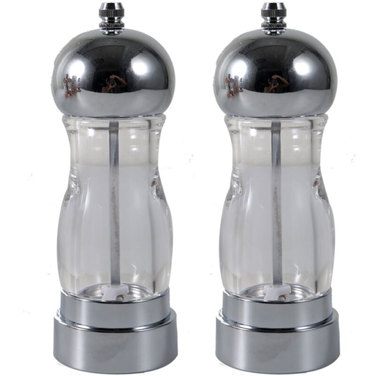 Grinder new transparent pepper grinder spice coffee manual grinder seasoning jar 2pcs six inch silver (ordinary color box)