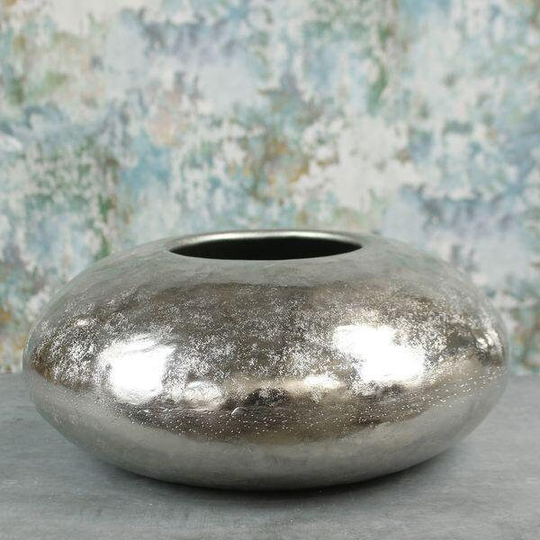 Silver Mayfair Pebble | Xl Large Metal Vase 17 X 40cm