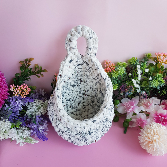 Gray Crochet Basket, Floating Plant Hanging Basket For Door, Dolls, Succulents, Decoration Galencaixe
