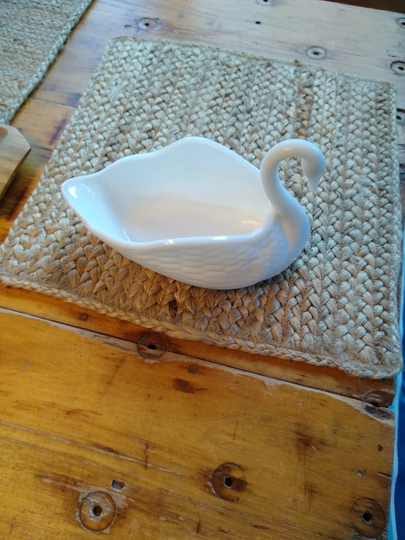 Vintage Imperial Glass Co Milk Swan Dish Circa 1950's White Planter Nut Dish Candy Trinket Bowl