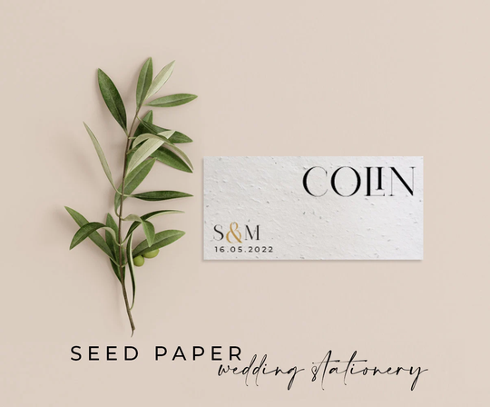 Plantable Seed Paper Eco-Friendly Sustainable Biodegradable Wedding Party Placecard Place Name - Renee