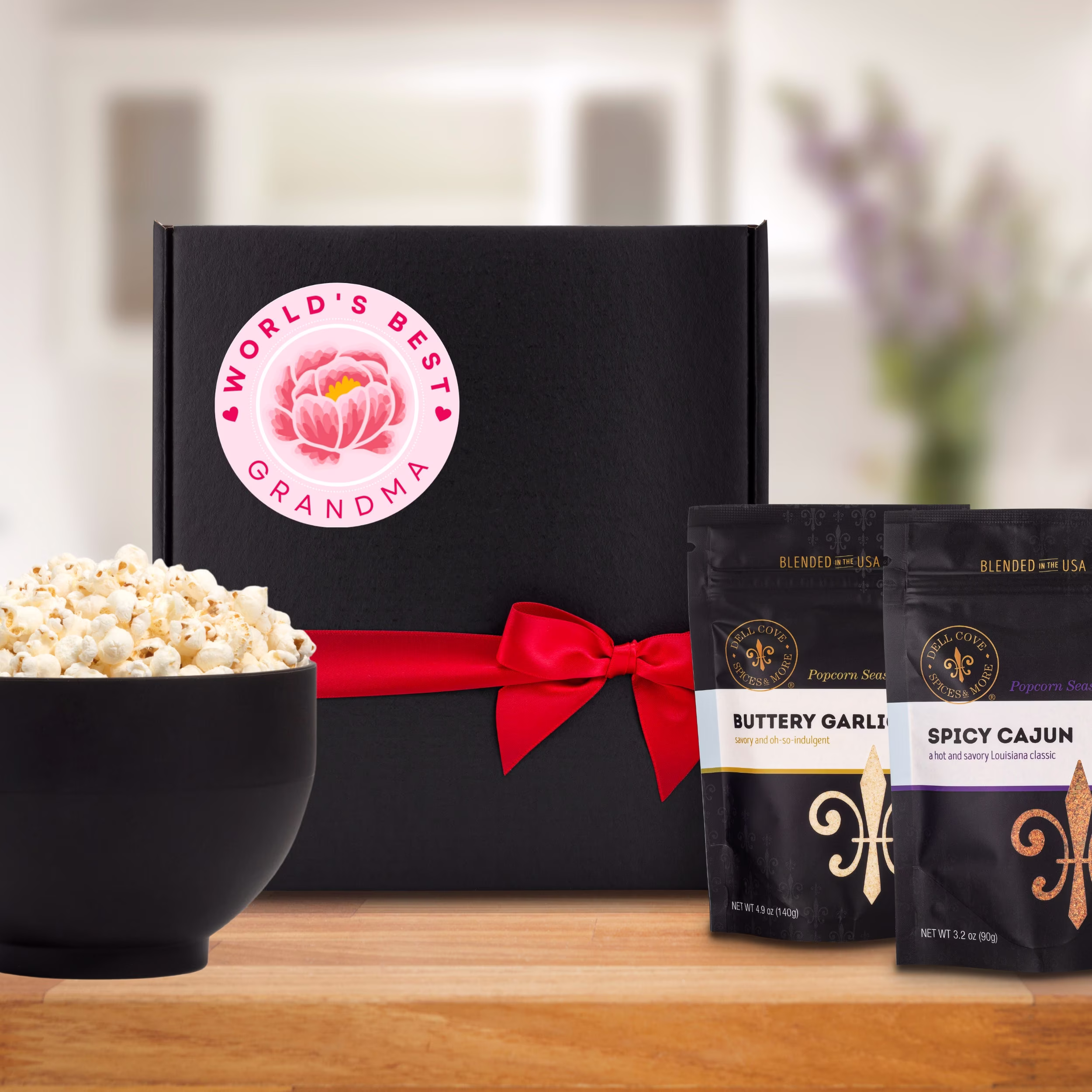 Gift For Grandma - World's Best Popcorn & Seasoning Gift Box, Gourmet Snacks, Christmas Grandma Gift, Custom Box
