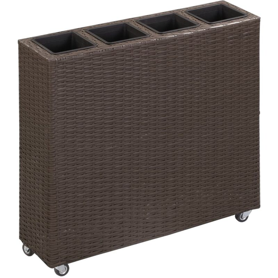 Garden Raised Bed with 4 Pots 80x22x79 cm Poly Rattan Brown - Brown