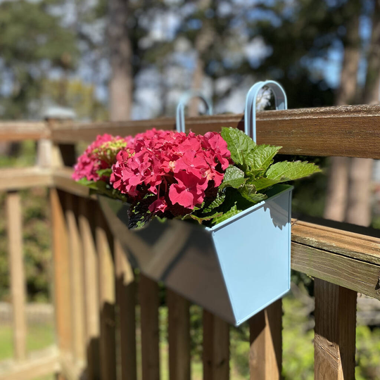 Pair Of Peaceful Pale Blue Hanging Balcony Planters
