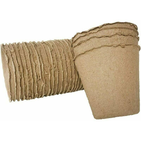 Monly - 100 Pack Biodegradable Brown Garden Planter Pots