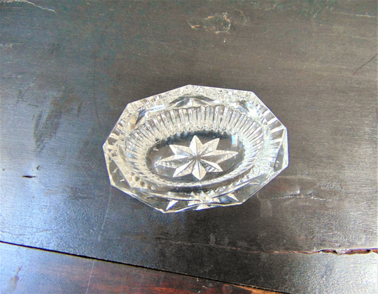 Cut Glass Open Table Salt Vintage Octagonal Serving Tableware