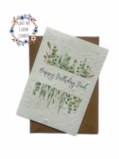 Seeded Happy Birthday Dad Card. Plantable. Grows Flowers. Sustainable Eco Gift