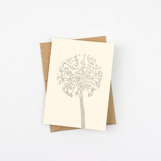 Allium Seed Head - Card Metallic Silver Heads Letterpress Cards Thank You Note Letterpress