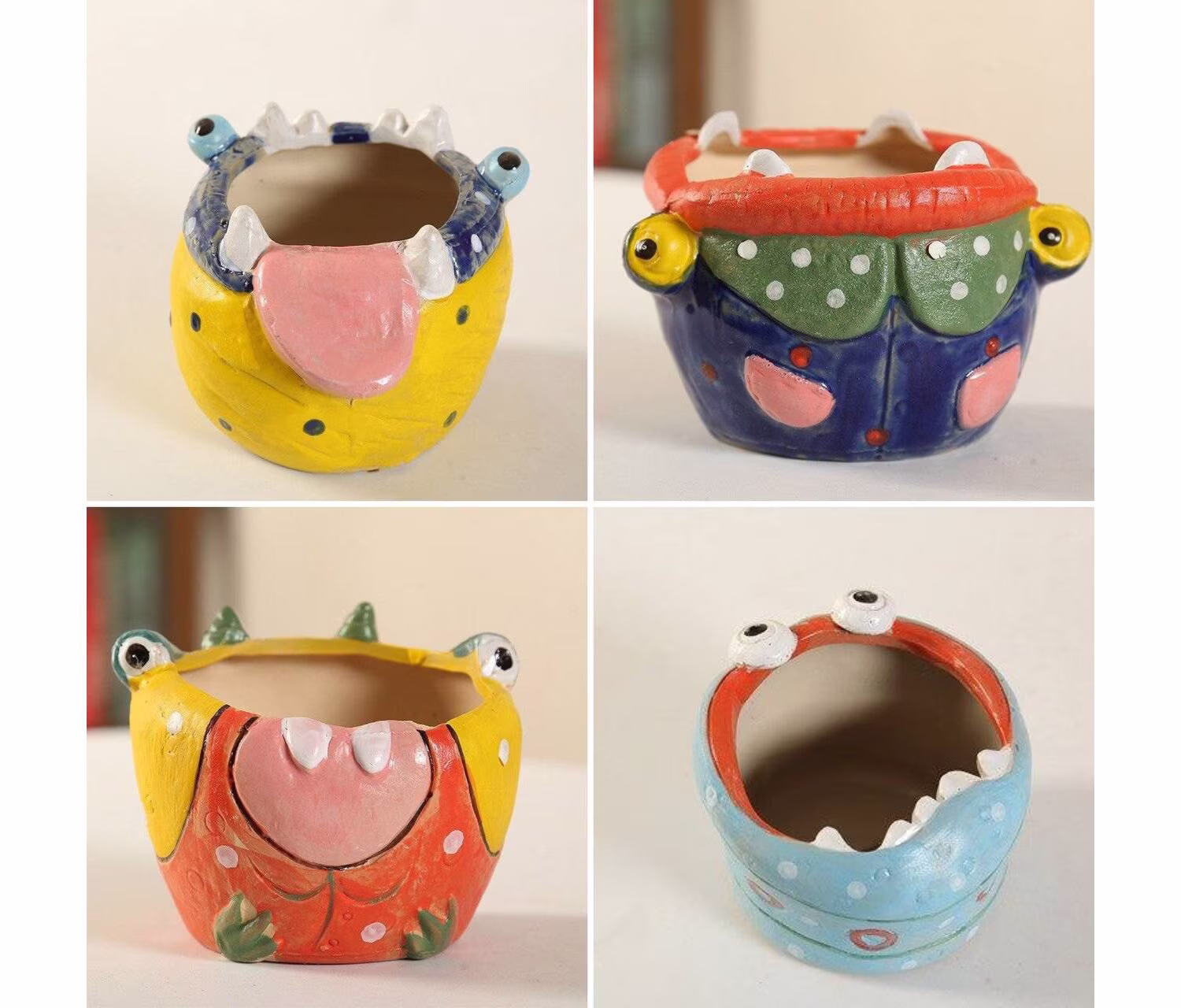 Monsters Succulent Planter, Funny Monster Ceramic Halloween Plant Pot, Nursery Decor, Animal Cute Planter