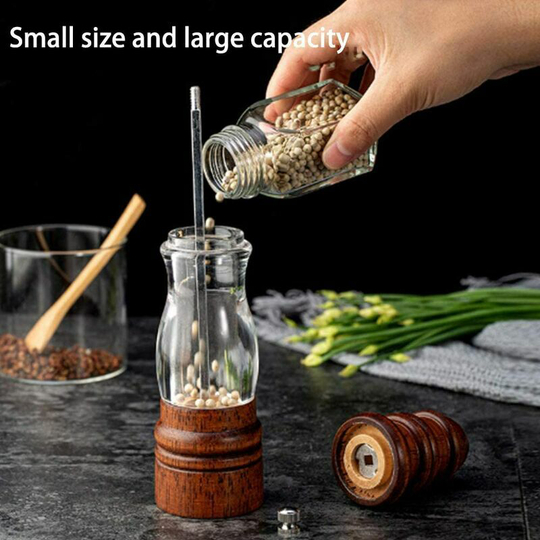Pepper and salt mills, set of pepper and salt mills, salian and wooden peppers, manual spice mill, adjustable with ceramic spice grinder, lot of 2 (8