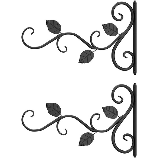 2 piece wall mount, hanging bracket, metal hook wrought iron wall mount with screws for garden, wind chimes 30X18CM - Litzee