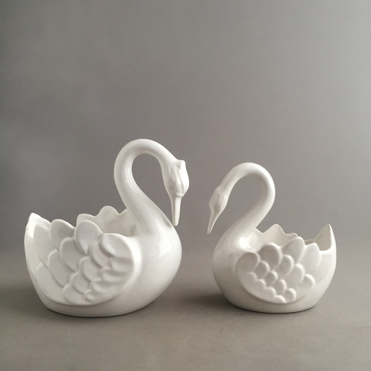 1980S Ceramic Swan Planters