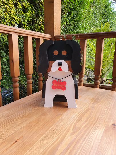 Tricolour King Charles Spaniel Pet Planter, Dog Birthday Gift